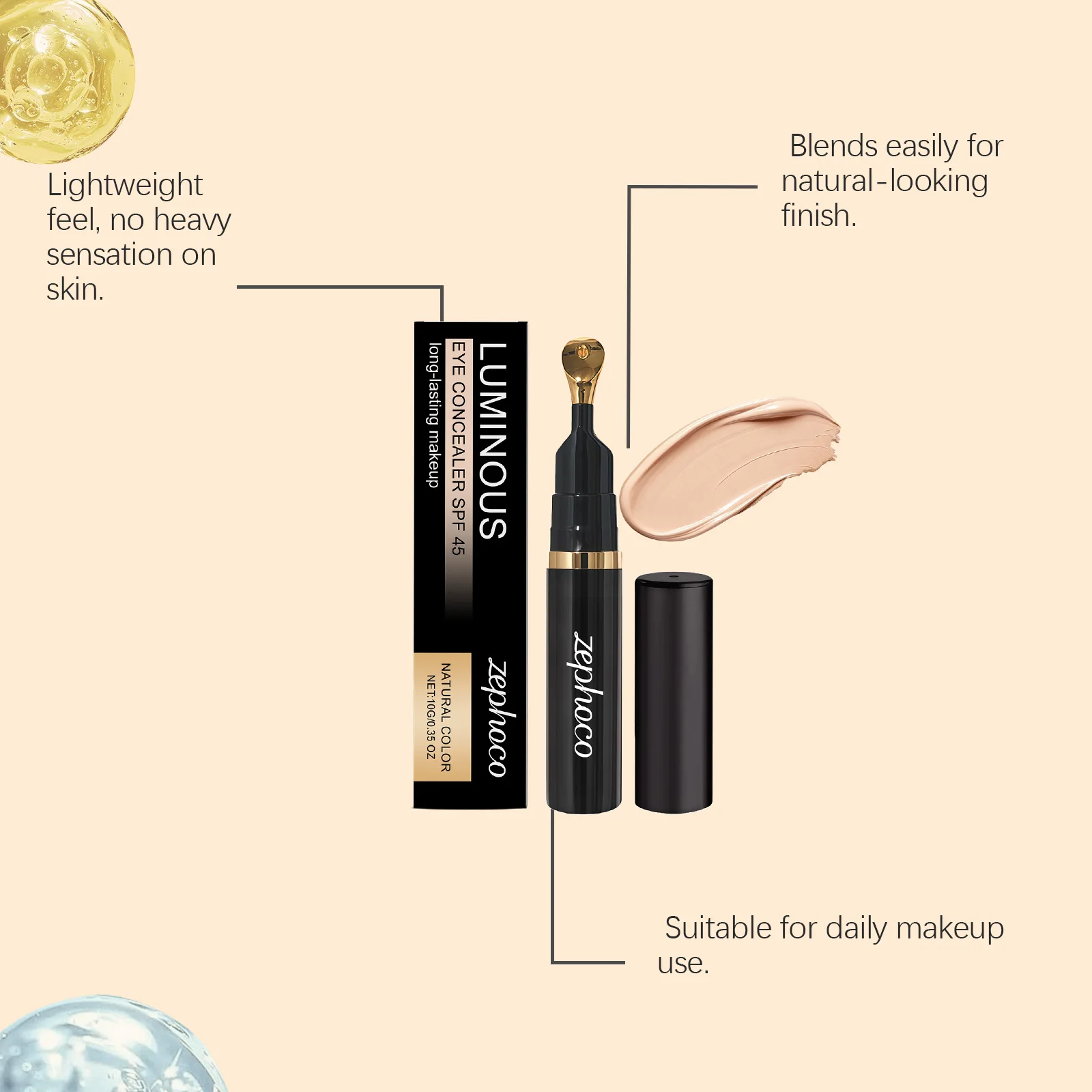 Base de maquillage pour le visage avant le maquillage, correcteur sous les yeux, couvrance totale, atténue les cernes, estompe l'apparence des ridules et des rides