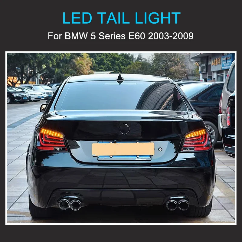 1 Pair LED Tail Light Assembly for BMW E60 2003-2010 Taillights Plug and Play with LED Dynamic Turning Brake Rear Tail Lamps