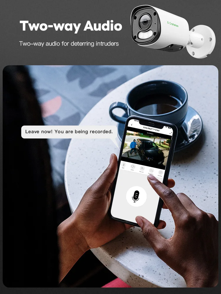 C YU، صوت 6MP/8MP POE، فتحة بطاقة TF، حركة/تحذير، ONVIF، مراقبة أمن CCTV، Home G.Craftsman