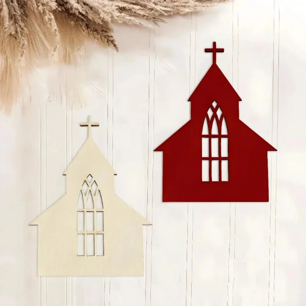 10 Pieces 2026 New Wooden Church Paper Cutouts for DIY Home Decorations Wooden House Design Labels for Painting and Graffiti Art