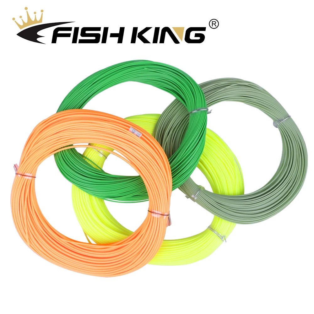 FISH KING 100FT WF4/5/6/7/8F 4colors Fly Fishing Line no Loop Weight Forwad Floating FLy line