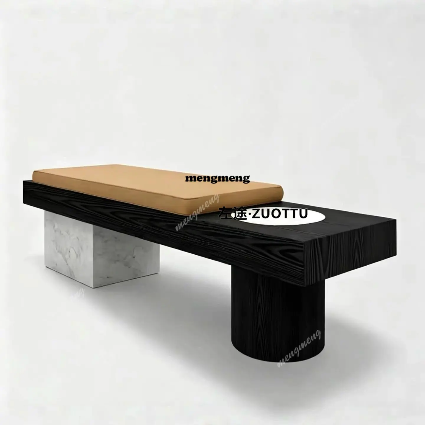 Simple light luxury wooden living room sofa stool model room bedroom bedside stool project elevator entrance leisure bench