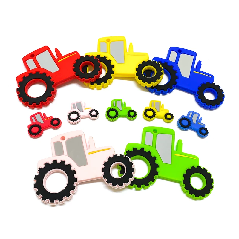 1set Silicone Tractor Baby Teether Rodent Bead Teething Toys Chewable Animal Shape Baby Products Nursing Gift