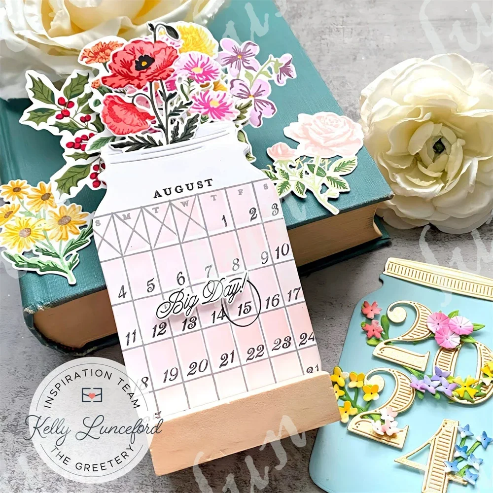 Metal Cutting Dies Clear Stamps Silicone Seals Stencils for DIY Birth Month Blooms Q4 Scrapbooking Photo Album Card Making