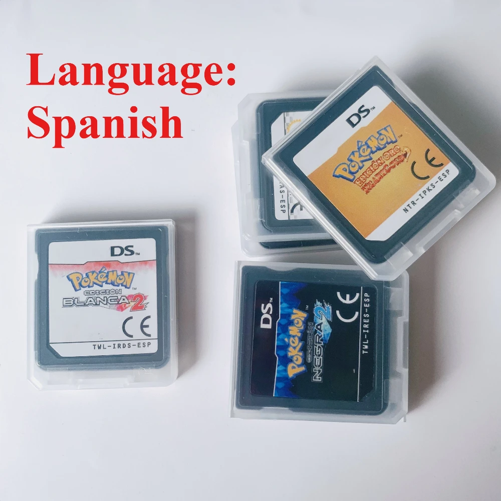 

DS Game Card ， Soul Silver Heart Shaped Gold Pearl Diamond Black 2 White 2 ，Console game cartridge ，Spain Language