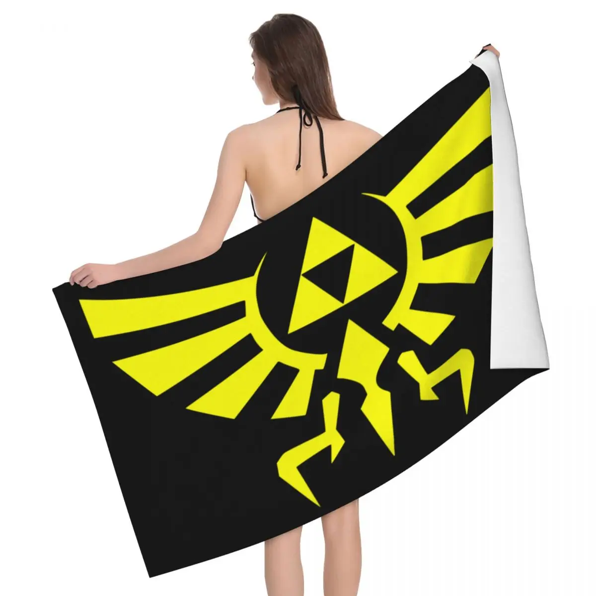 Custom Zeldas Video Game Beach Towel Sword Skyward Triforce Breathable Microfiber Bath Towels