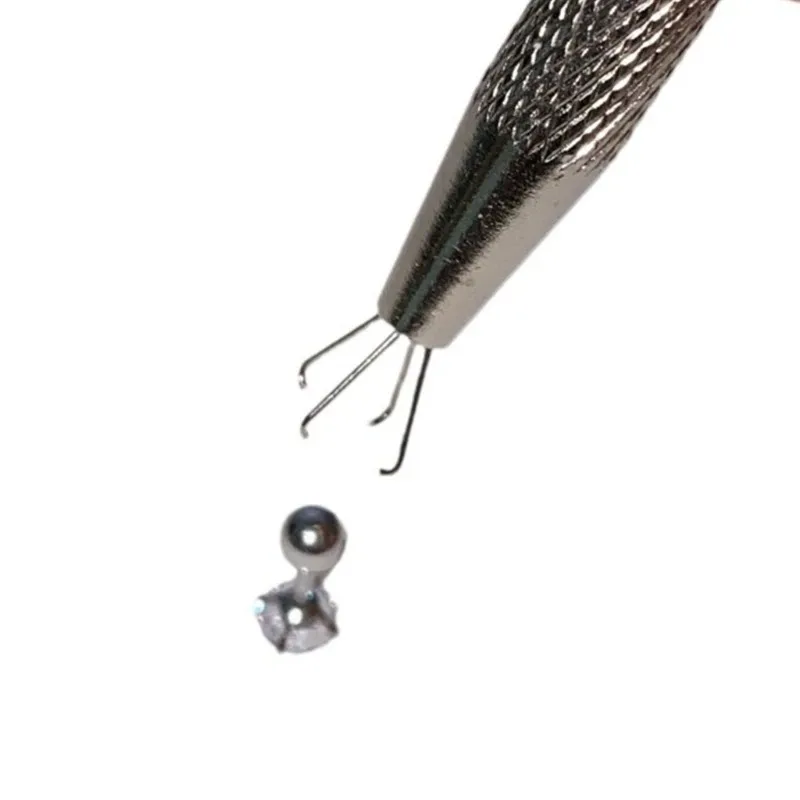 Portable Gemstone Pick Tweezers Textured Anti Slip Handle Metal Grabber For Jewelry Craft Diamond Stone Repair Setting Work