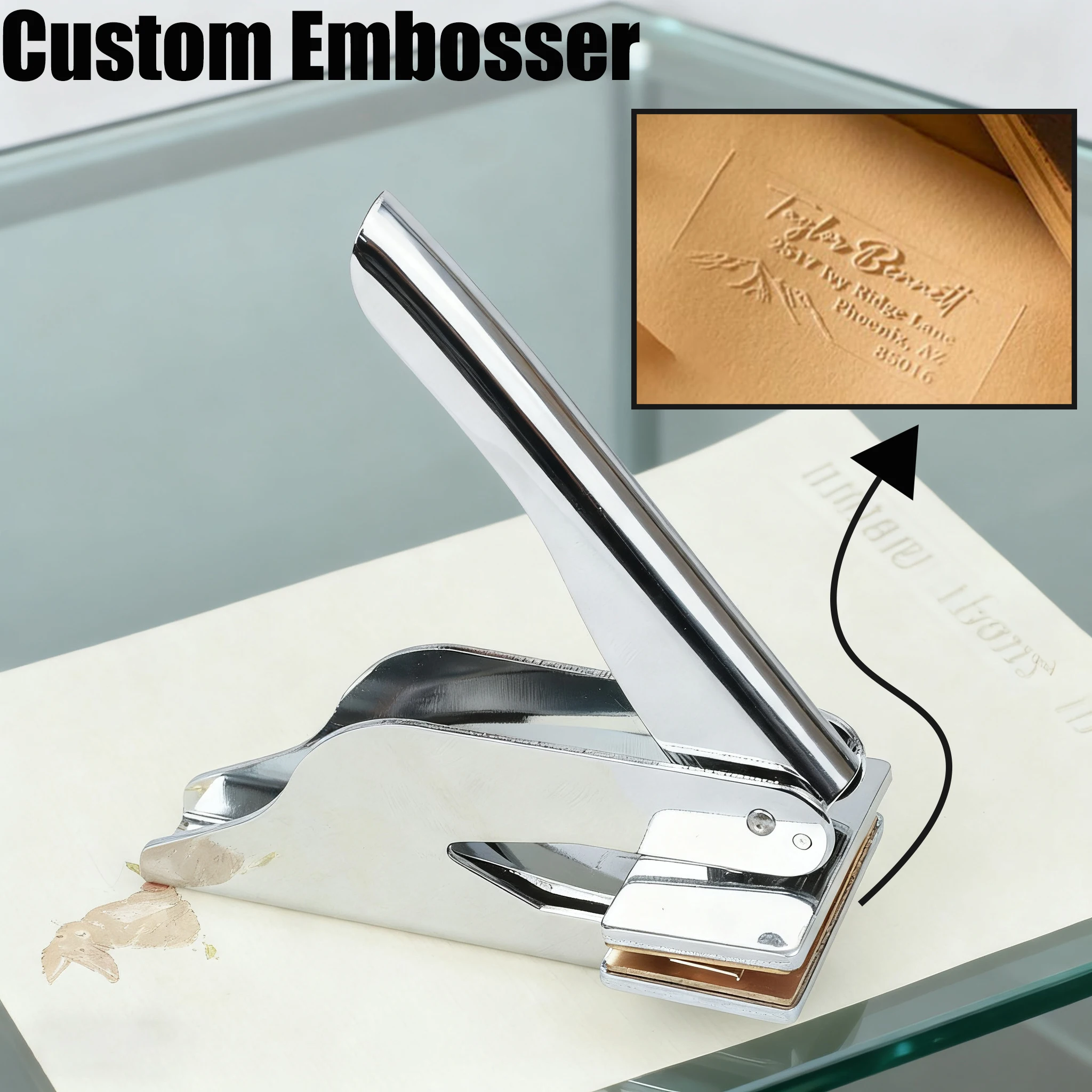 

Custom Embosser Stamps Custom Address Information Text Stamps Personalized Logo Book Embosser for Office Wedding Cards Decor