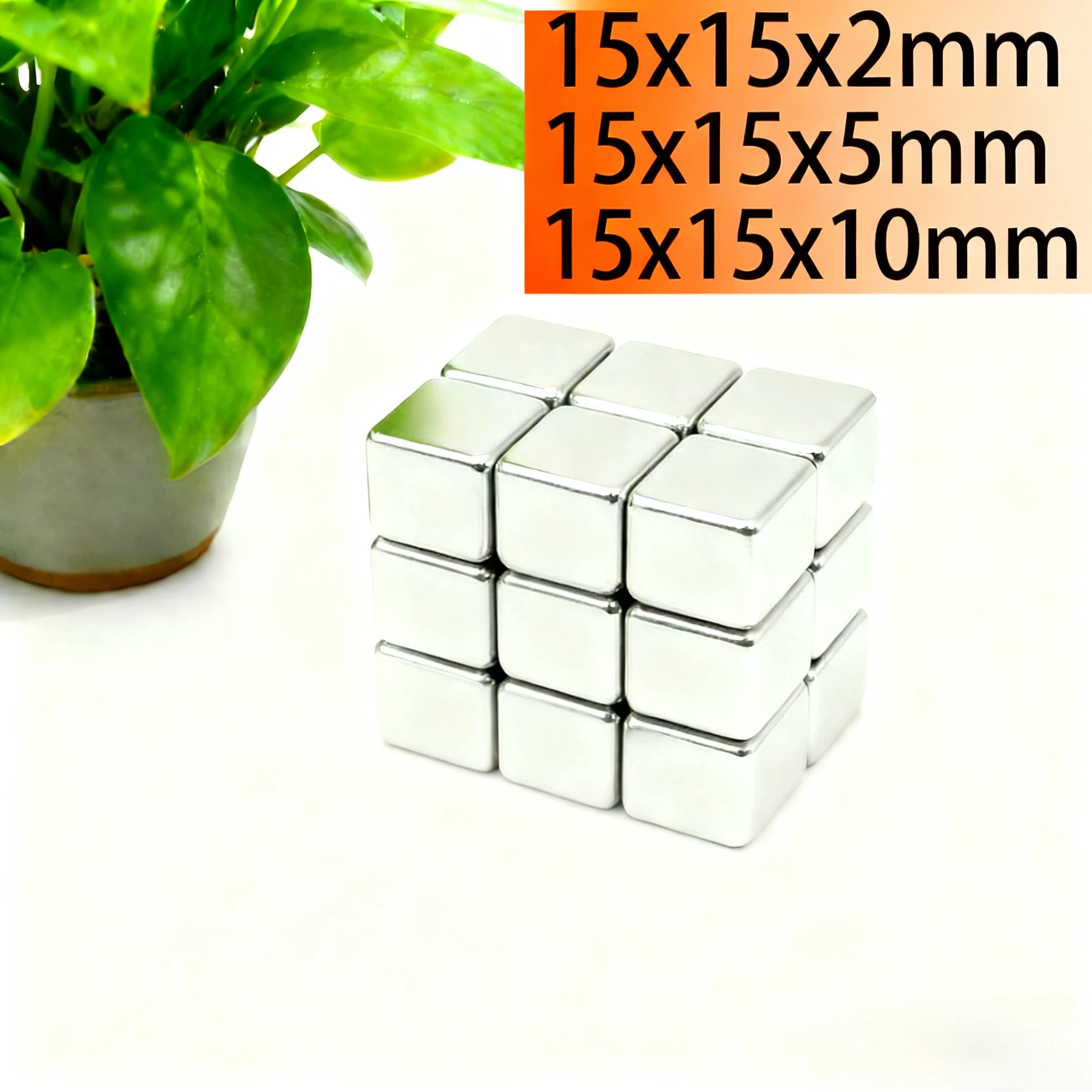 N35 15x15x2 15x15x3 15x15x5 15x15x10 Rectangle Block Neodymium Block Strong Magnets  Industrial Applications Motor Generator
