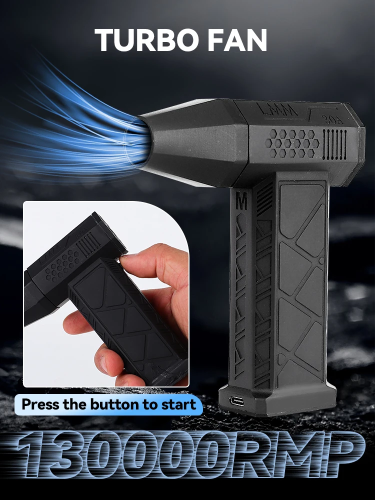 130,000RPM Air Blower Turbo Jet Fan Electric Power Display Handheld Mini Dust Cleaner High Speed Duster Gun Cleaning Tool