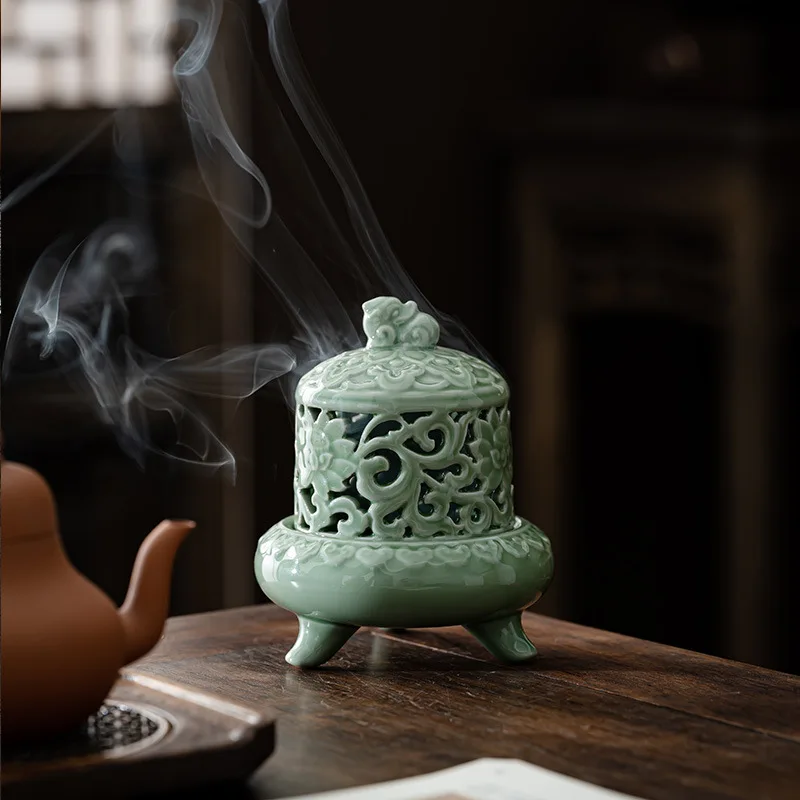 

Celadon incense burner household incense burner indoor tea ceremony decoration ceramic antique smoke furnace craft