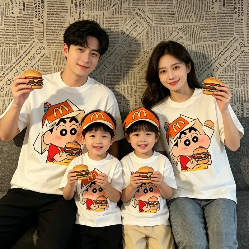 2026 Summer Fashion Crayon Shin Printed Casual Women's T-Shirt Short Sleeve Street Y2k Harajuku Loose T-Shirt Kawaii Causal Top