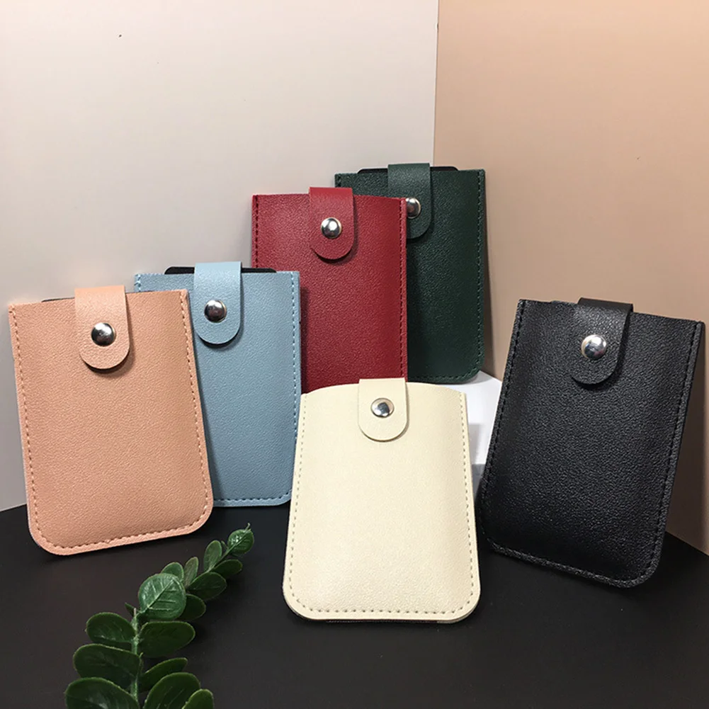 Simple Solid-Color 6 Slots Retractable Card Bag Lightweight Pu Leather Card Wallet For Shopping Fashion Pull-Out Card Holde