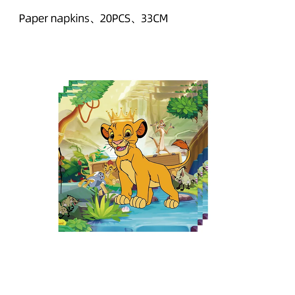 Re leone Simba Ragazzo Decorazioni per feste di compleanno Bicchieri di carta Piatti Tovaglia Palloncini per bambini Forniture per decorazioni per