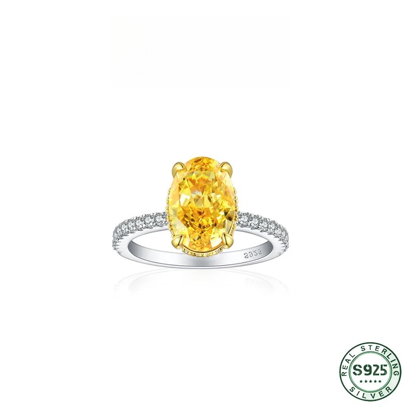 Hot selling 100% S925 silver women's high carbon diamond diamond diamond ring, gemstone oval ring, wedding jewelry