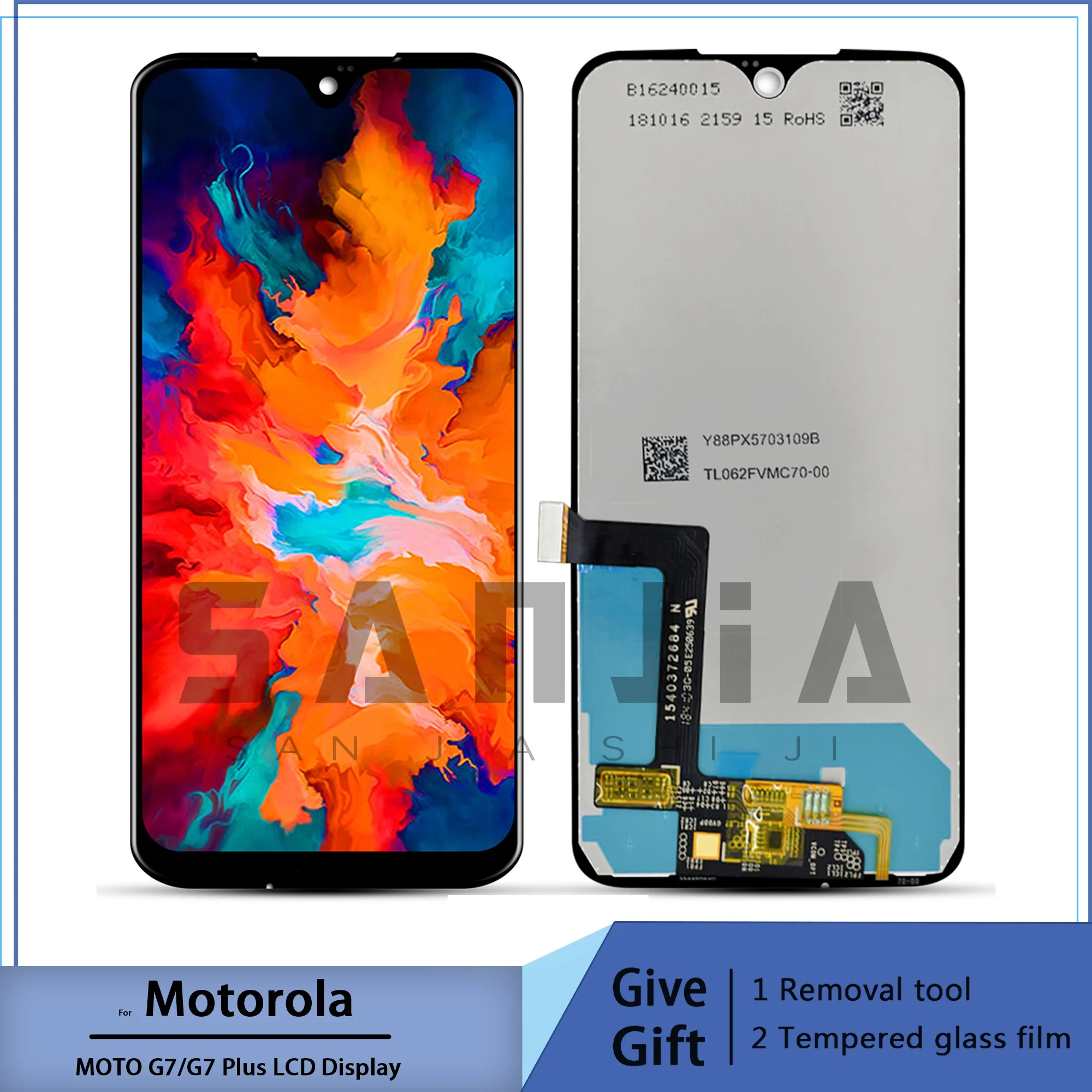 For Motorola Moto G7 XT1962 Full LCD Display Screen Touch Digitizer Assembly For MOTO G7 Plus with Frame Replace