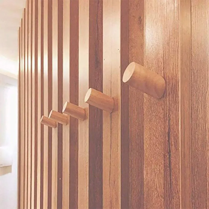 2/4pcs Wooden Hooks Natural Wall Mounted Clothes Scarf Hat Coat Hook Simple Room Decor Storage Hanger Towel Rack Home Organizer
