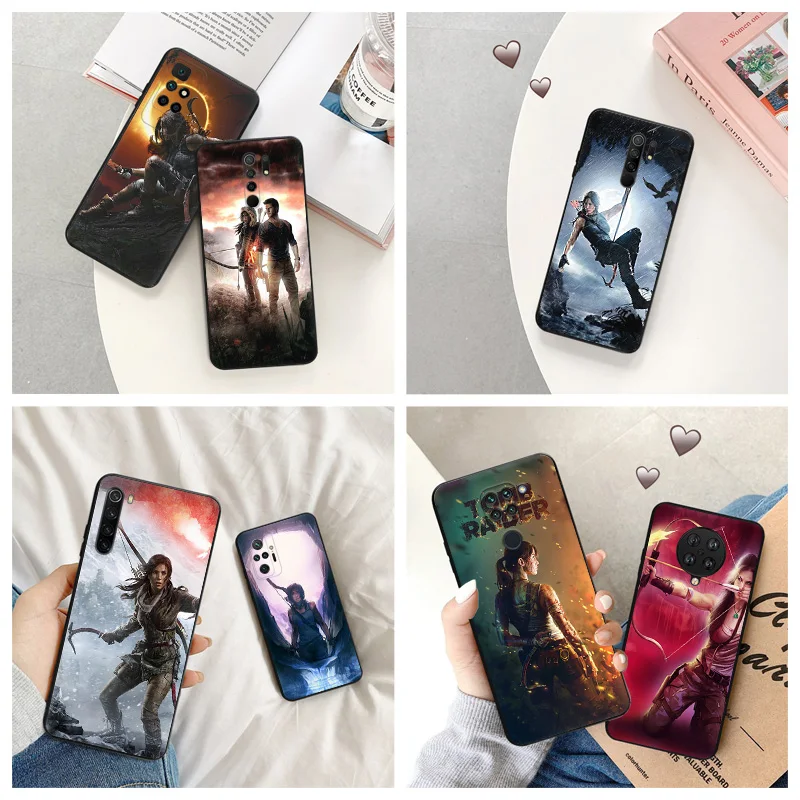 Silicone Black Phone Cases for Redmi Note 9 9T 9S 8T 7 8 Pro 6 6A 8A 7A 9A 9C 9i K40 K40S Tomb Raider Lara Croft Soft Cover