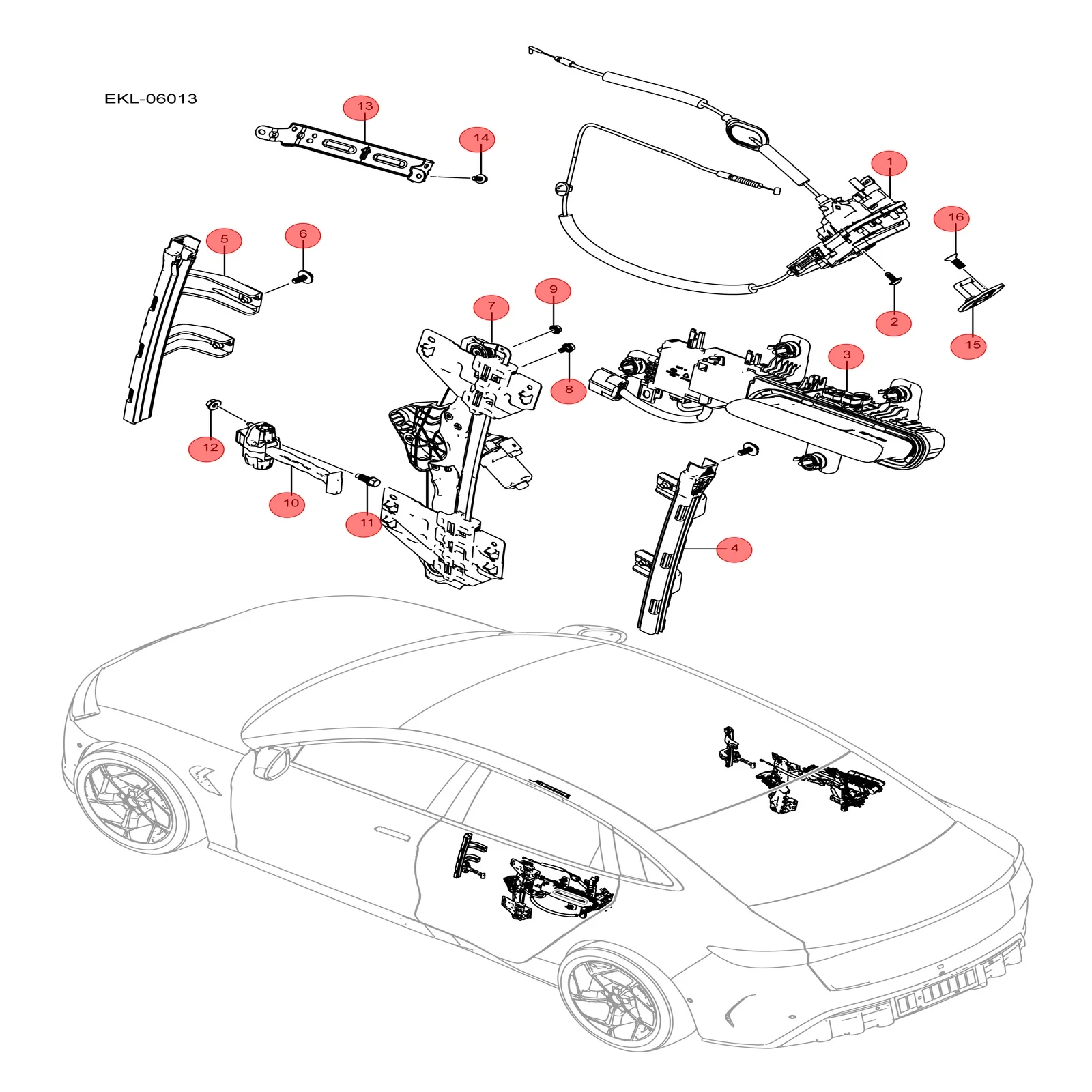 For BYD SEAL Door Handle Assembly EKEA-6205100B 6205109B Left Rear and Right Rear