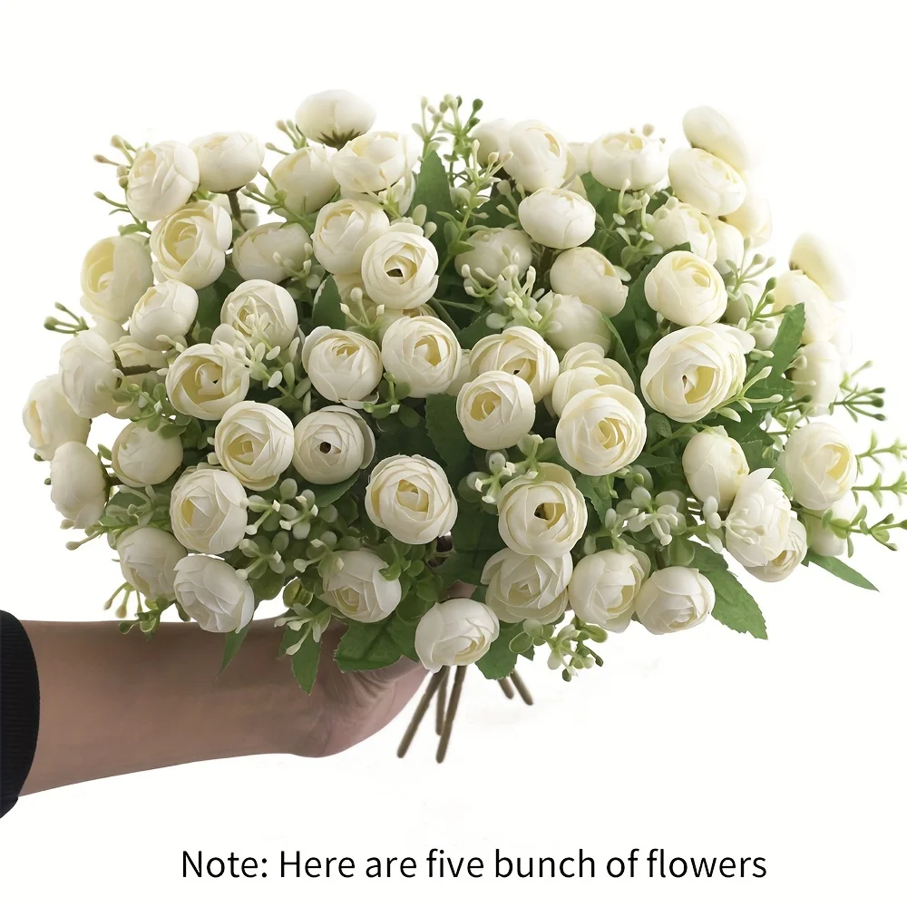 1pcs Artificial Silk Flowers Ranunculus Asiaticus Bouquet,Flower Arrangement DIY Project,Home Kitchen Wedding Decorations