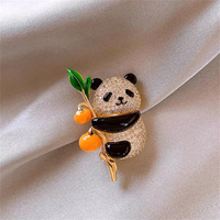 1Pc Cute Panda Brooch with Persimmon and Auspicious Meaning for Men and Women Jewelry Fashion Accessories Gifts 2024