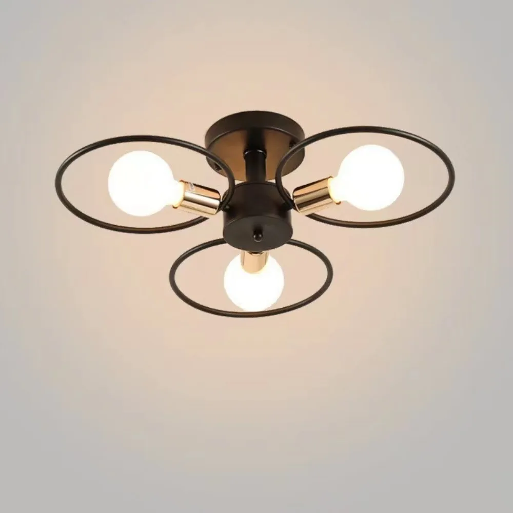 Moderne Nordic E27 Zwarte Led Plafond Kroonluchter Edison Lampen Indoor Verlichtingsarmaturen Voor Slaapkamer Woonkamer Lamp