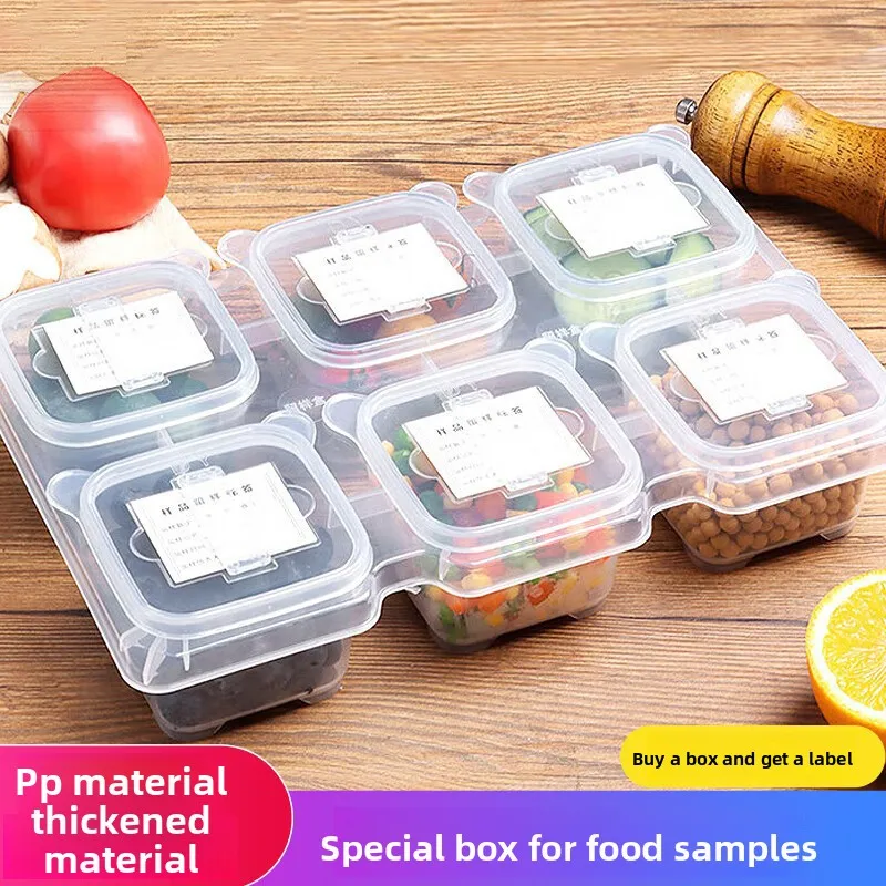 Caja de muestras de alimentos para cocina, 6 compartimentos integrados, caja de almacenamiento de muestras de materiales de conservación de alimentos frescos para cantina de hotel, caja de almacenamiento integrada de cuatro compartimentos