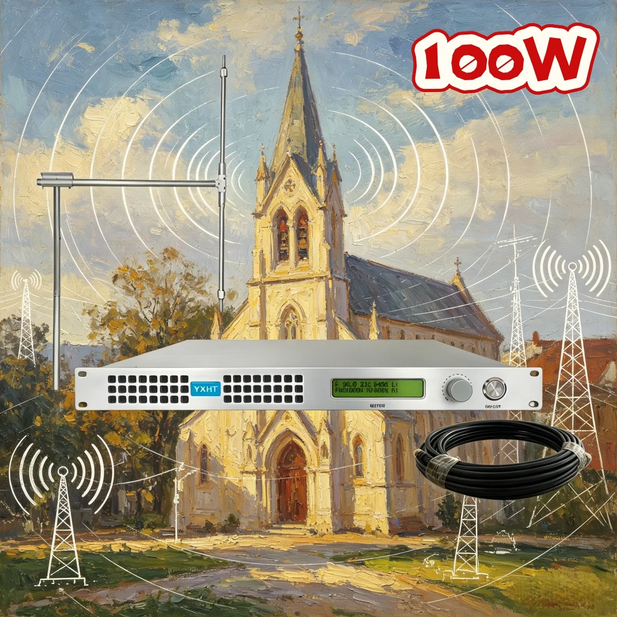

Church YXHT-1, 100W FM Transmitter Set with Antenna, Group Singing, Stereo Output Full Coverage Lightning