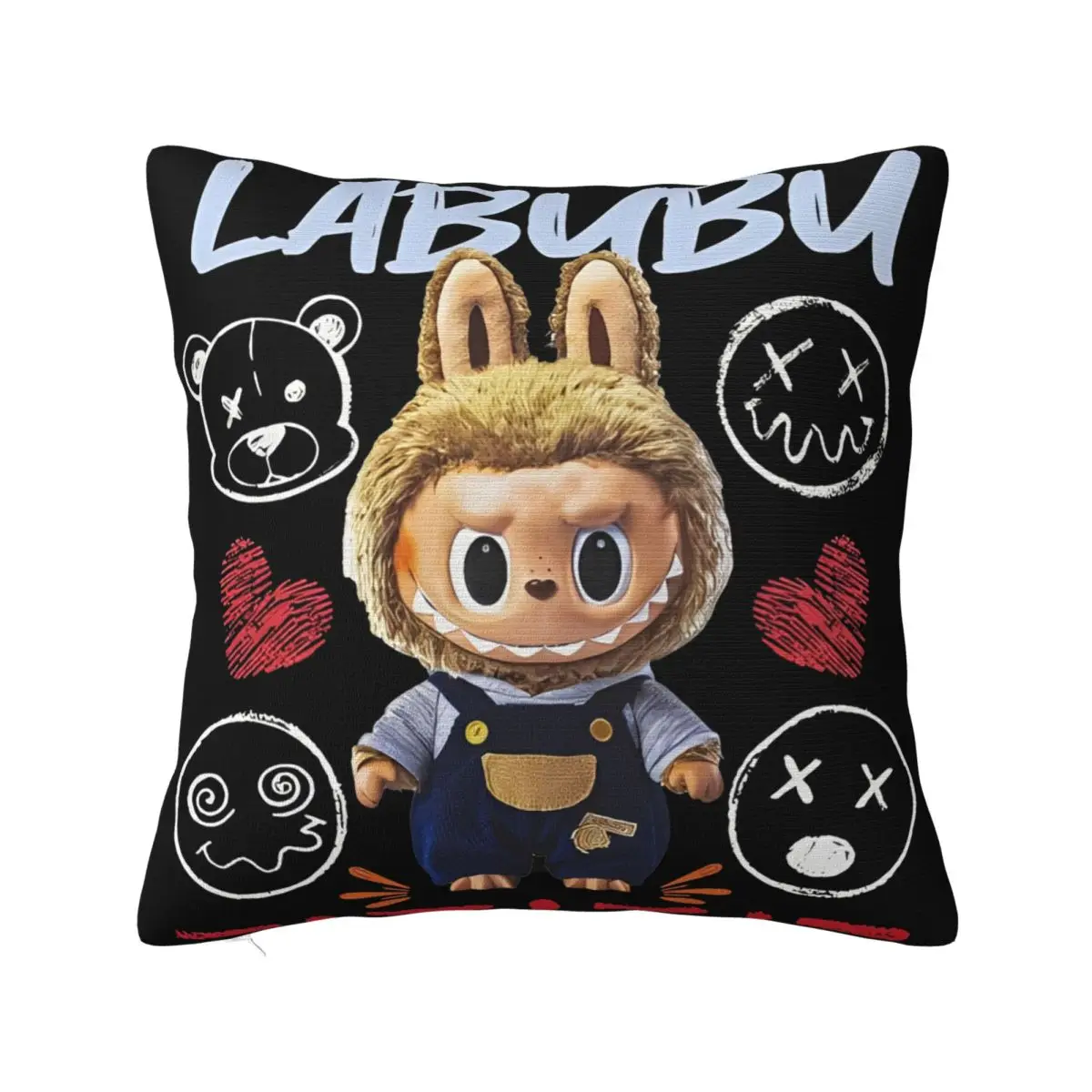 Adorable And Unstoppable Labubu Pop Mart Popmart Pillowcases Product Soft Cushion Cover Throw Pillow Cover Home Decor Square