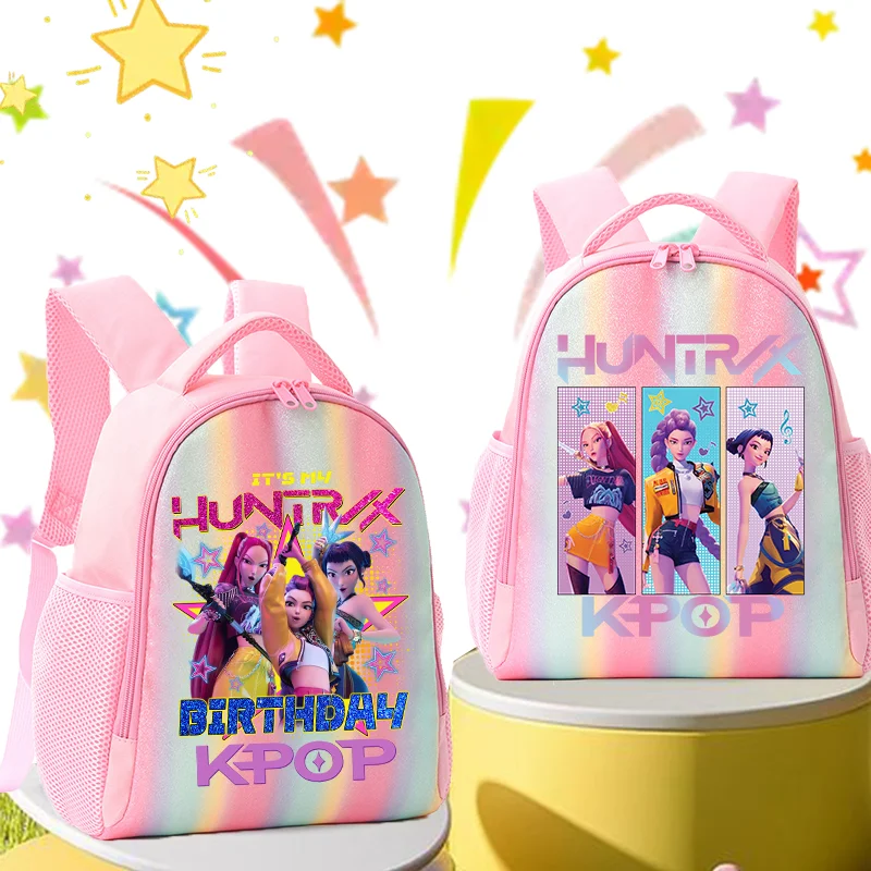 حقيبة ظهر K-Pop Demon Hunters بألوان قوس قزح حقيبة ظهر للطلاب KPop أنيمي النمر HUNTR/X رومي ميرا حقيبة مدرسية هدايا العيد