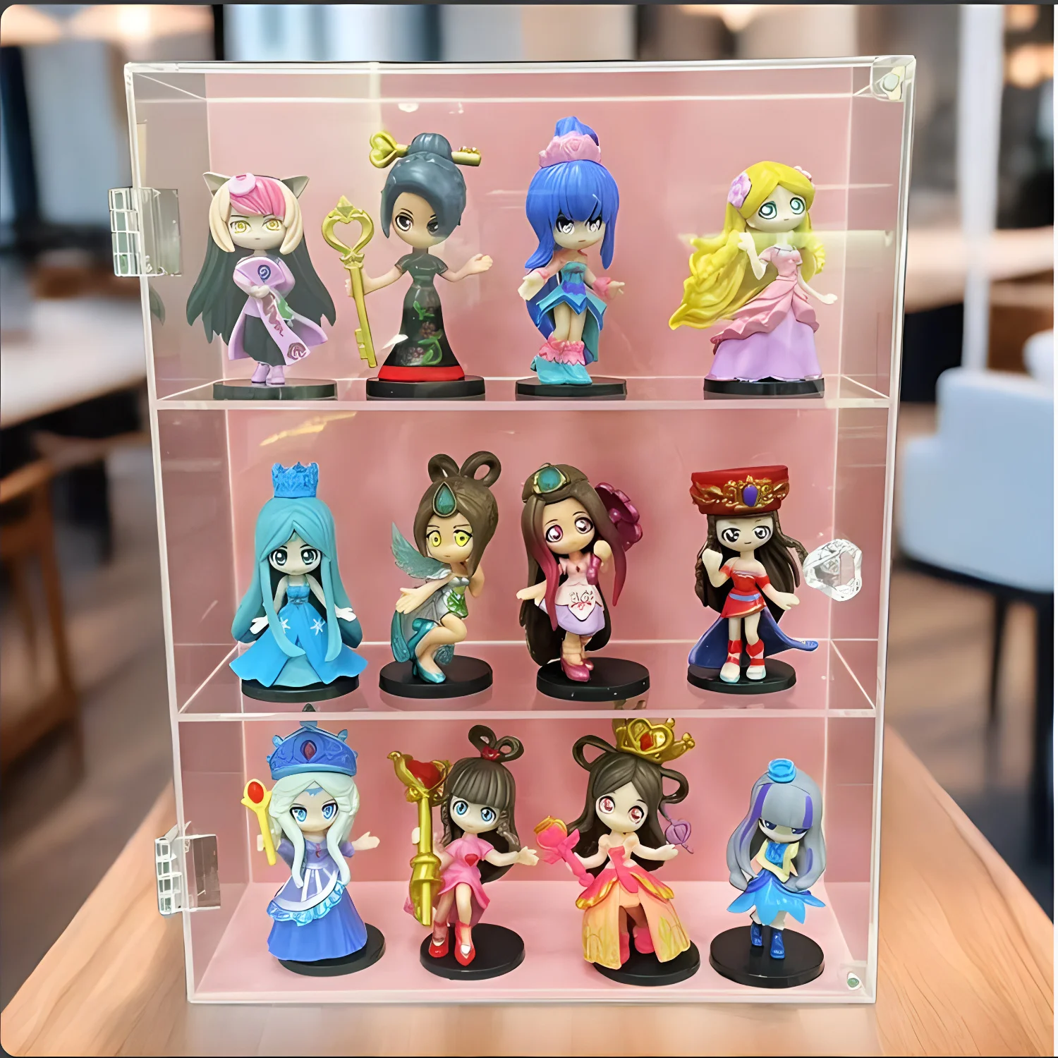 

1pcs acrylic three-layer display box that can open the door, high-definition transparent and dustproof. Can better protect your