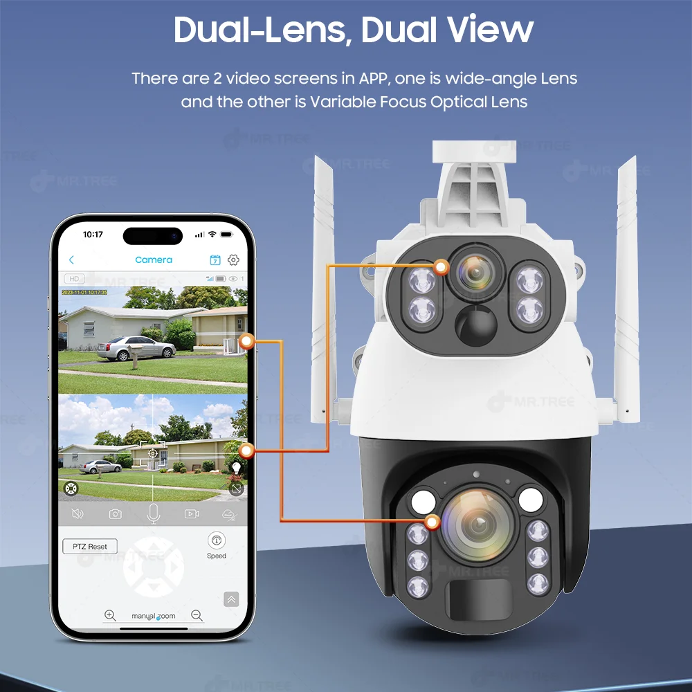 4G SIM Solar Energy Surveillance Camera 4K 50X Zoom Dual Lens Outdoor 10MP Wifi security PTZ Humanoid Tracking CCTV IP Cameras