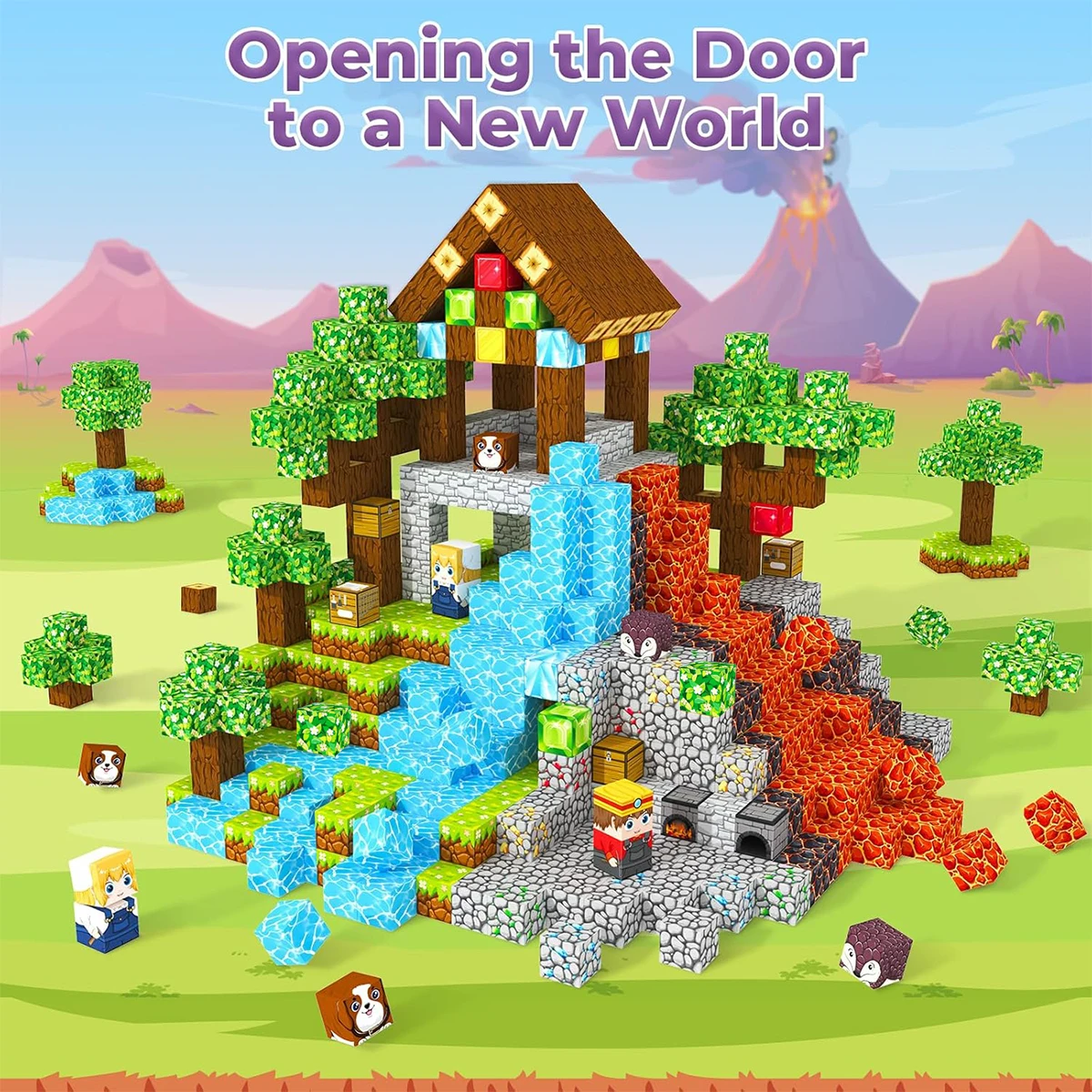 35PCS Magnetic Building Blocks Lava Treasure Hunt Set for Age 3+ DIY Model Children STEM Educational Sensory Toy With Iron Box