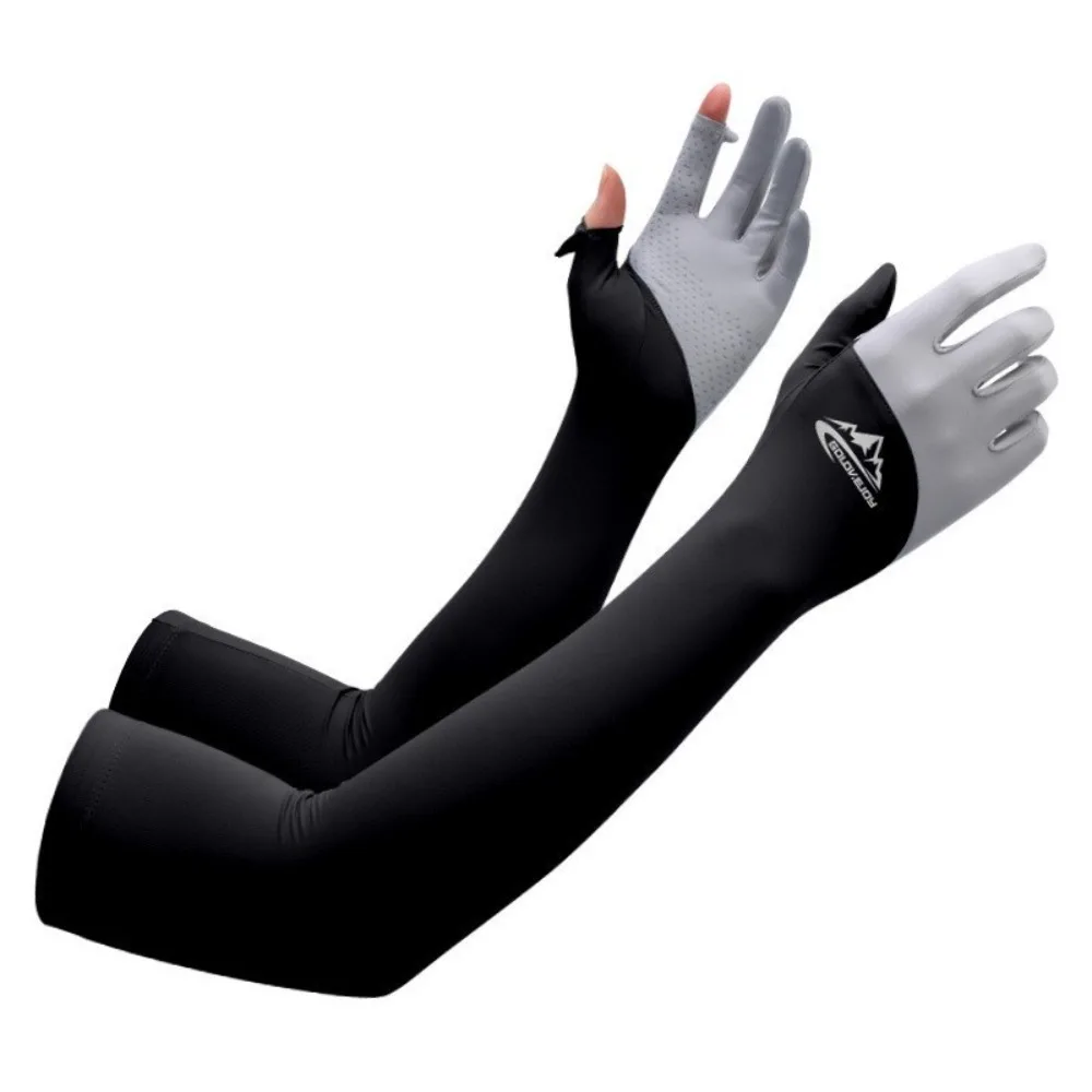Mangas finas de seda helada para hombre, protección solar, transpirables, cubiertas de brazo largo de verano, mangas de brazo Anti-UV de secado rápido con absorción de sudor
