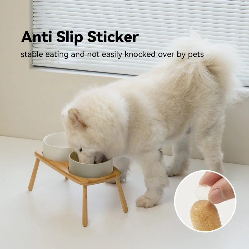 1800ML Pet Ceramic Bowl Small Medium Big Dogs Elevated Food Water Bowls with Wooden Stand Raised Feeding Dining-table