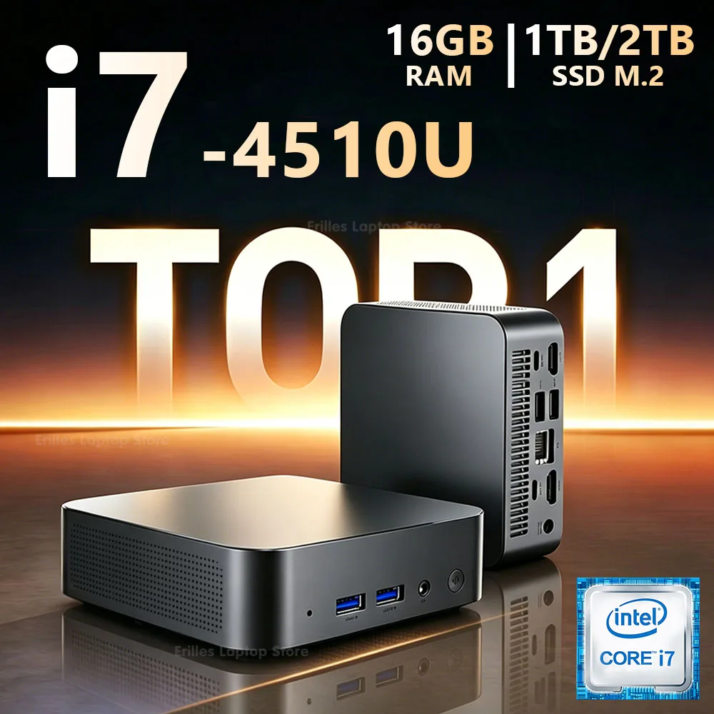 Mini PC 2026 con Windows 11, Intel Core i7 4510U, 16GB RAM, 1TB/2TB SSD M.2, Doble WIFI6, para Oficina y Hogar, 60Hz, Computadora de Escritorio Portátil