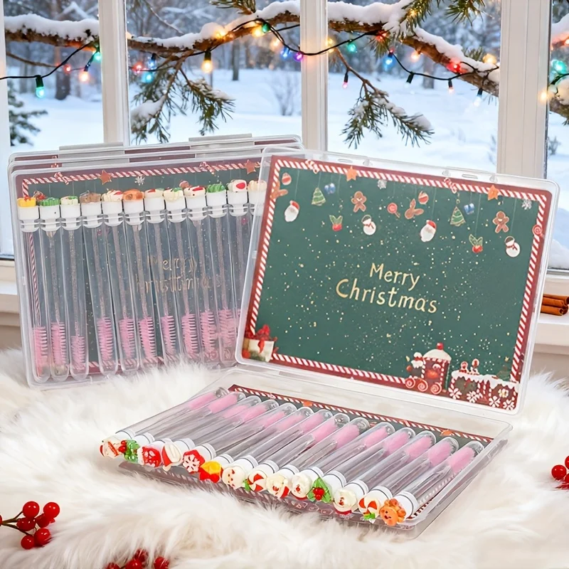 ماسكارا تطويل كريستال عيد الميلاد 14 قطعة/صندوق، مجموعة هدايا أنبوبية لفرشاة تمديد الرموش للنساء #6