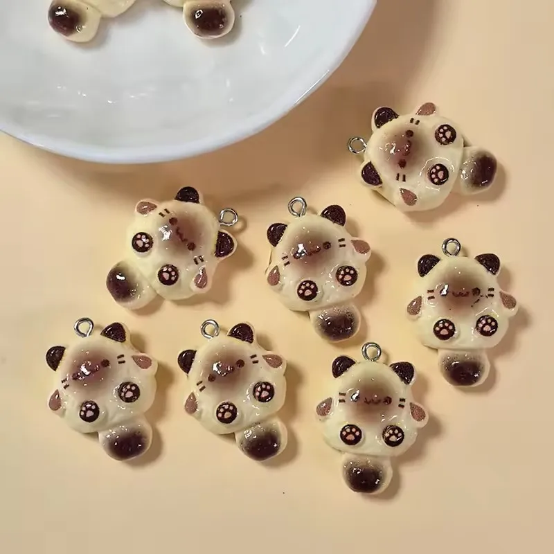

10pcs Cute Resin Cat Charms Kawaii Resin Animals kitty Pendants for Earrings Keychain DIY Jewelry Accessories