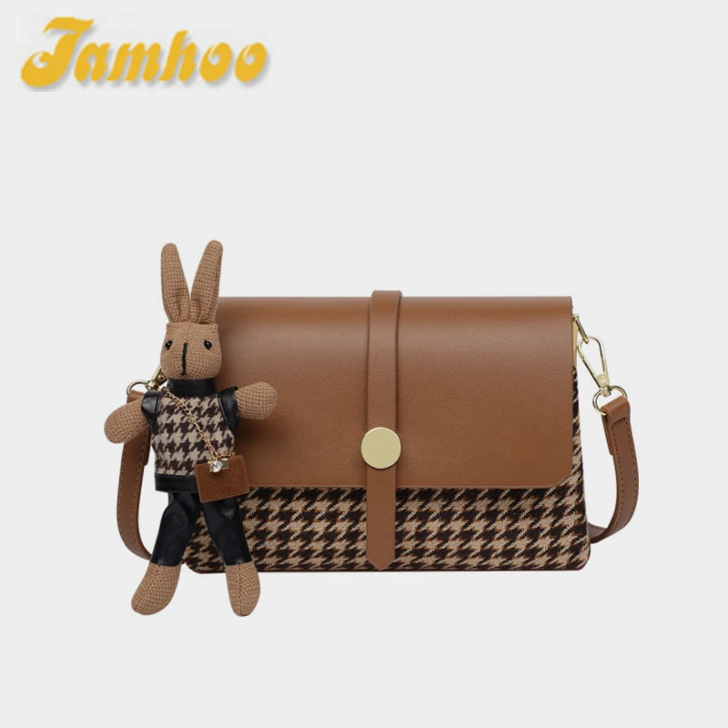 

Jamhoo 2024 New Designer Style Shoulder Bags For Women Fashion Crossbody Bag Luxury Houndstooth Pattern Bag For Ladies Handbag