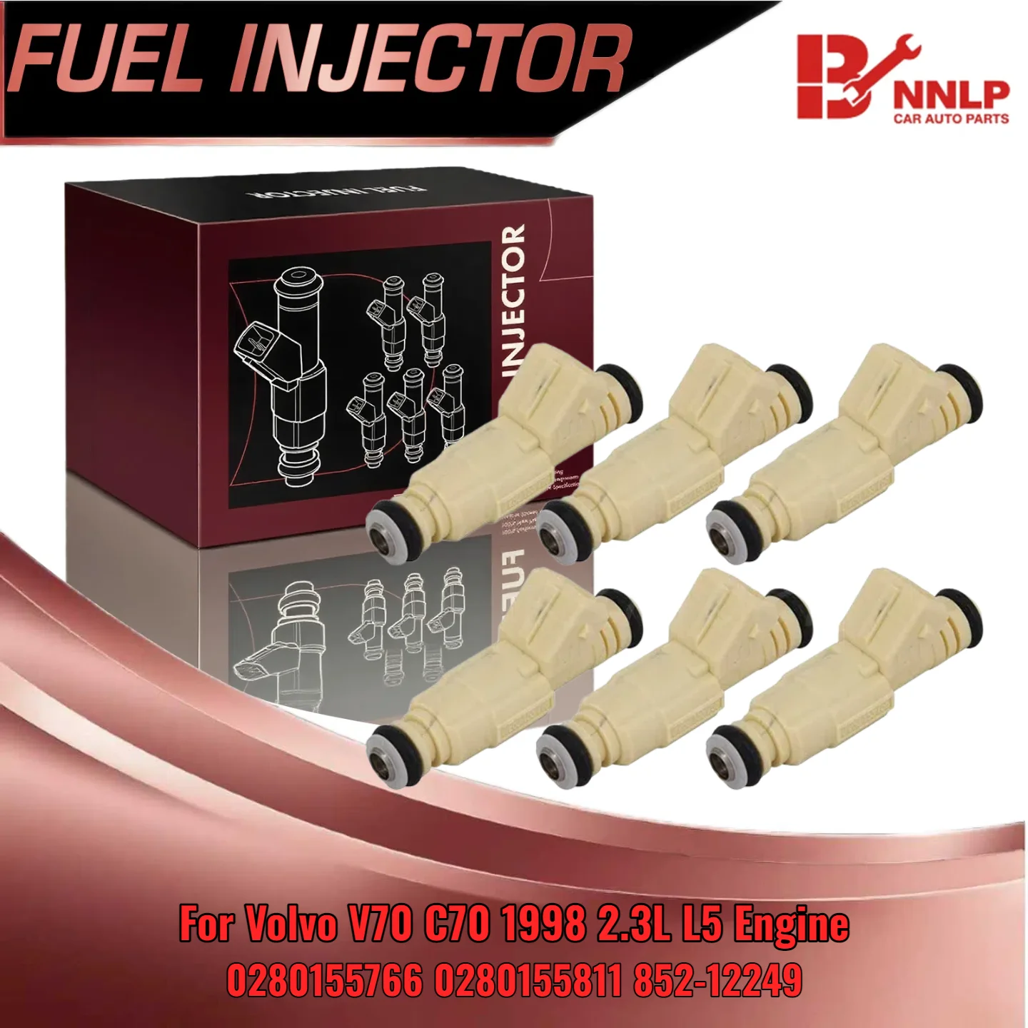 

For Volvo V70 C70 1998 2.3L L5 Engine Injector FJ876 36lbs 85212249 0280155766 0280155811