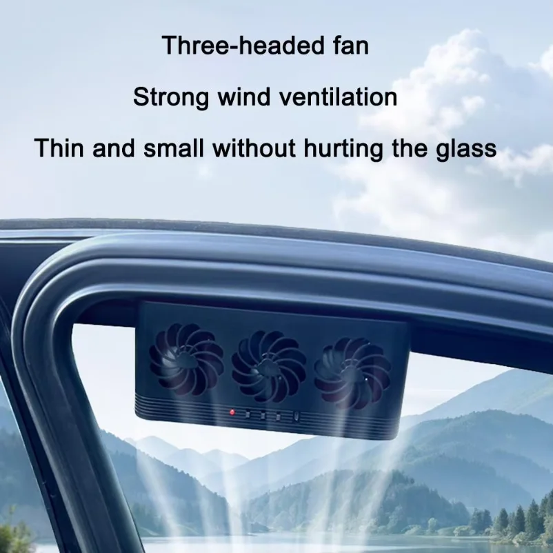 Solar Powered Car Radiator Cooling Fan With 3 Air Outlets Car Window Air Vent Fan USB Powered Auto Ventilation Fan For All Cars view 4