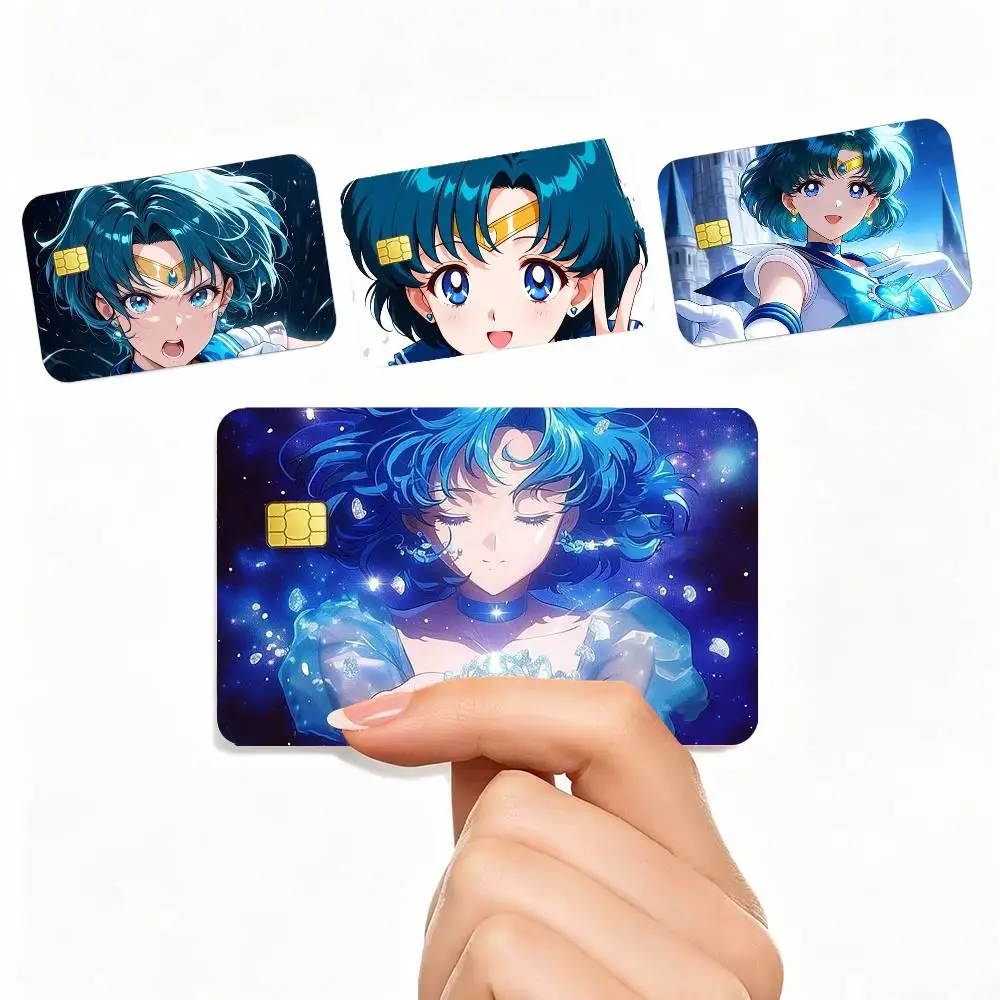 Ami Mizuno Sailor M-Mercury 4pcs 1Set Card Stickers Small Waterproof Chip 4PCS Card Sticker