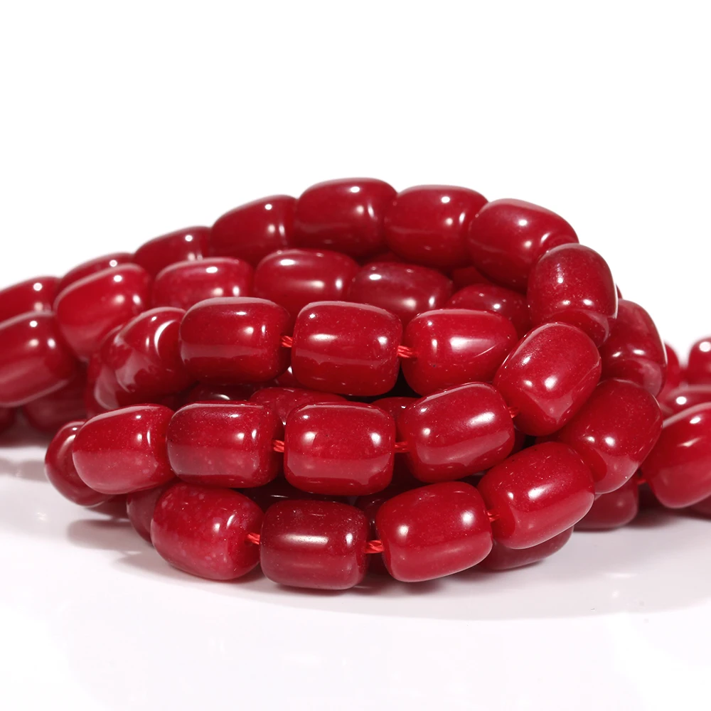 8x12mm Natursteinperlen Rote Koralle Aquamarin Jade Fassförmige Lose Perlen für Schmuckherstellung DIY Armband Zubehör 15 Zoll – Detail 7