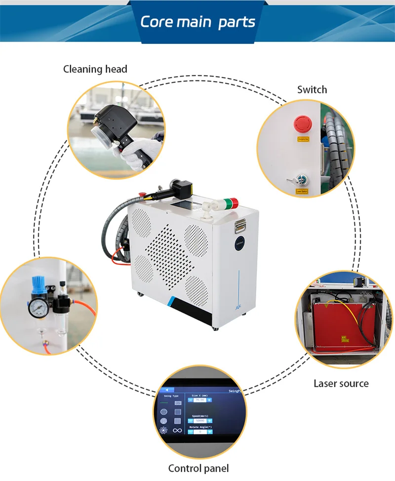 100 واط يده نبض الليزر الأنظف آلة سعر الطلاء إزالة الصدأ الليزر تنظيف رئيس لإزالة الصدأ الخشب الحجر الألومنيوم