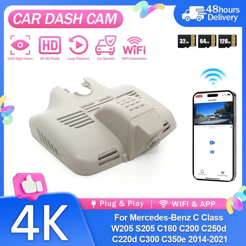 For Mercedes-Benz C Class W205 S205 C180 C200 C250d C220d C300 C350e 2014-2021 OEM Style Car DVR with WIFI APP Easy Setup