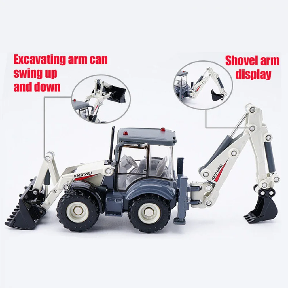 1:50 Alloy Diecast Excavator Inertia 4 Wheel Shovel Loader 2-way Forklift Bulldozer Backhoe Loader Truck Model Toys Collections