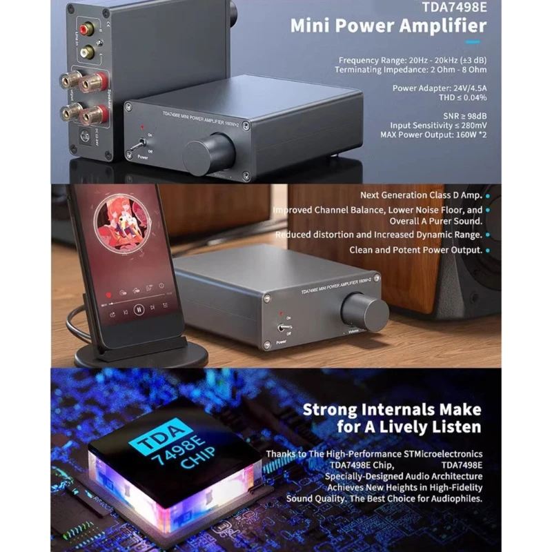 

TDA7498E Мини-усилитель Hi-Fi для домашнего кинотеатра, 160 Вт цифровой усилитель