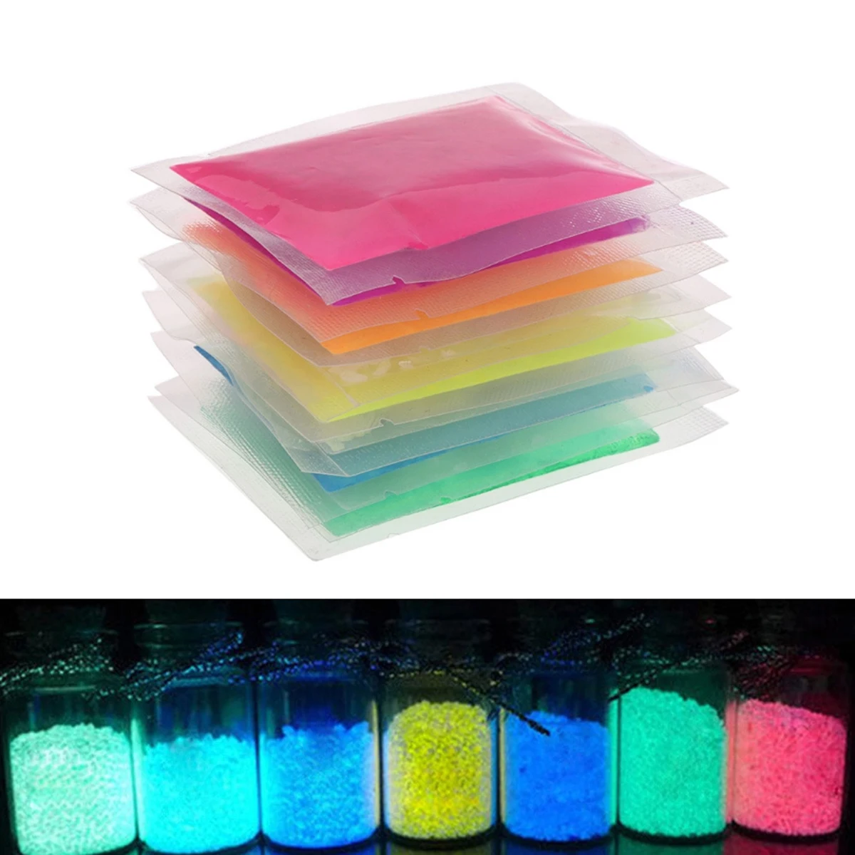

2 Pack Luminous Sand Light Glitter Polish Nail Fluorescent Powder Bright Neon Lights
