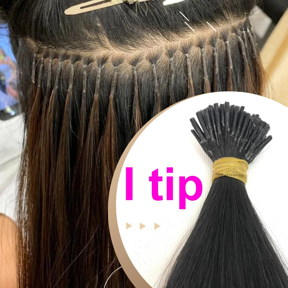 

Stick I Tip Hair Extensions Pre Bonded Micro Ring Human Hair Machine Remy Hair Keratin Tip Human Hair Extensions for Women