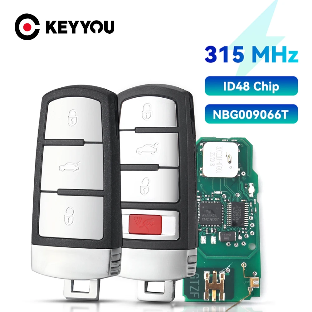 KEYYOU Car 433MHz Keyless Uncut Smart Remote Key ID48 Chip 3C0959752BA For VW Volkswagen Passat B6 3C B7 Magotan CC Fob 3 Button